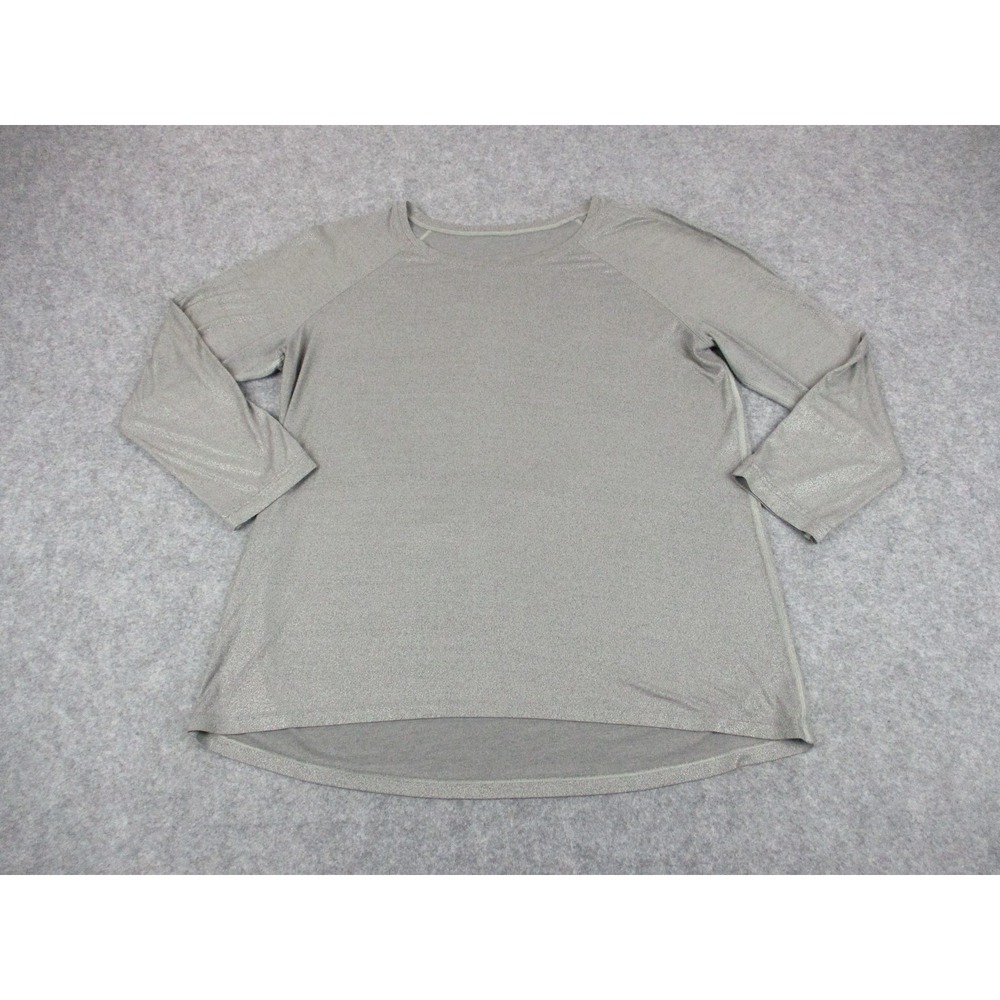 Lululemon Shirt Womens 12 Gray Metallic Raglan Pullover Activewear Running Top